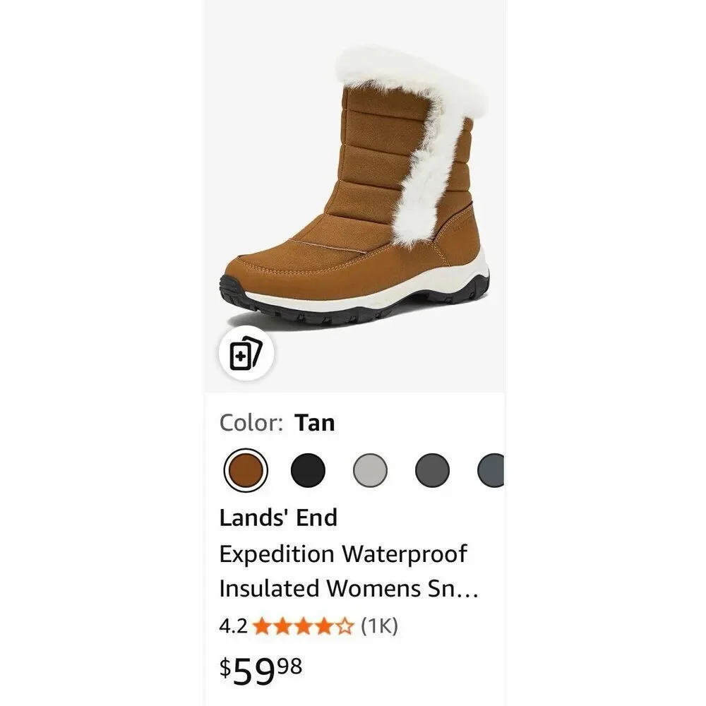 Lands' End Expedition Waterproof Insulated Womens Snow Boots Size 7.5